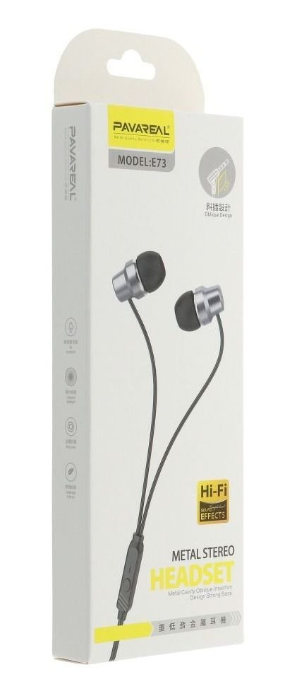 Headset in Ear PA-E73 mit 3,5mm Klinke schwarz Verkaufsblister