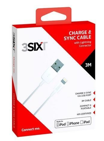 3m 3sixT Datenkabel Apple Lightning (Mfi) für iPhone 5 / 6 /7 / 8 / X / XS / XR / 11 / 12 / 13 etc.