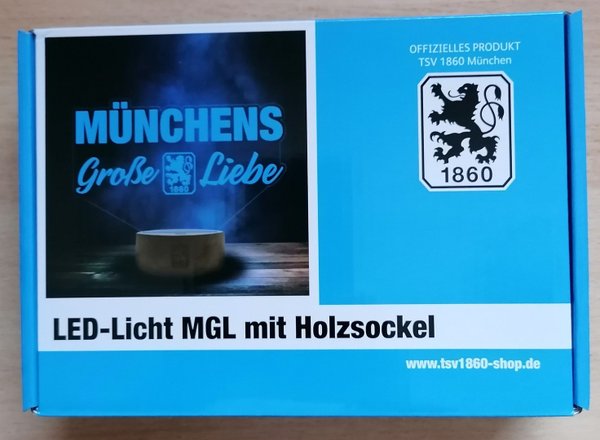 TSV 1860 München LED Nachtlicht MGL mit Holzsockel